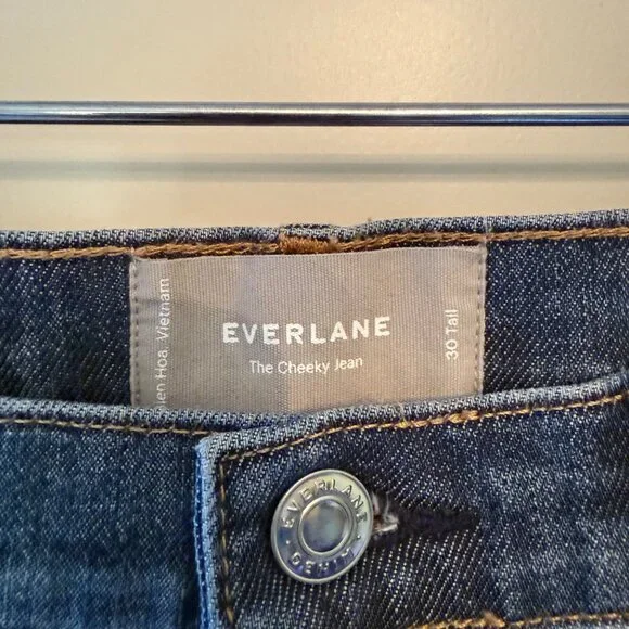 Everlane The Cheeky Jean 30 Tall Straight Leg High Rise Medium Wash Denim - Picture 4 of 9